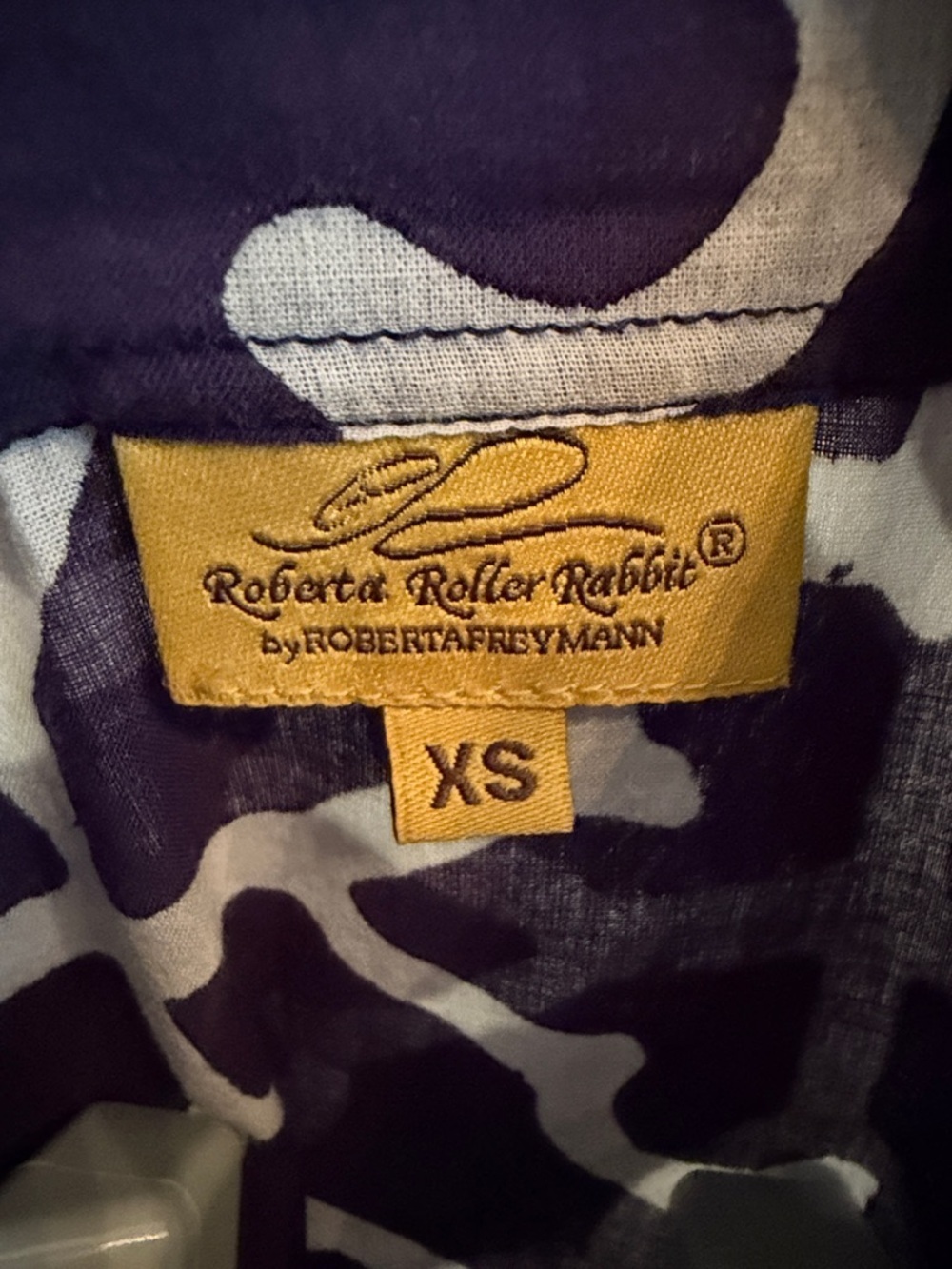 Roberta Roller Rabbit Navy and White Geometrical Patterned Top - Picture 2 of 6